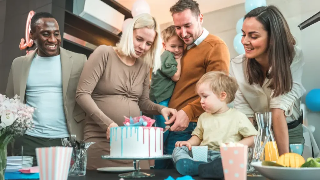 simple gender reveal cake
