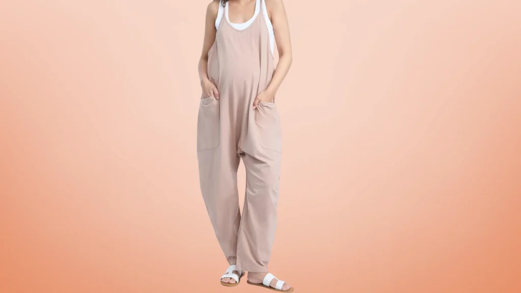 8 Cozy Maternity Jumpsuits: Make Your Bump the Star Motherhood Maternity Sleeveless Pregnancy Spaghetti Romper Jumpsuit