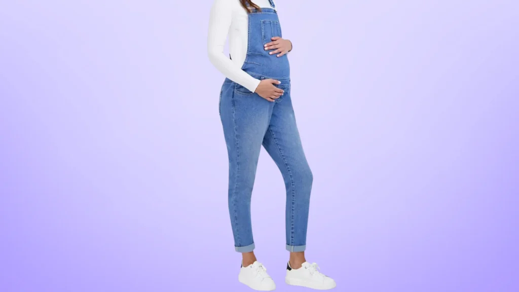 8 Cozy Maternity Jumpsuits: Make Your Bump the Star Savi Parker Maternity Denim Jumpsuit
